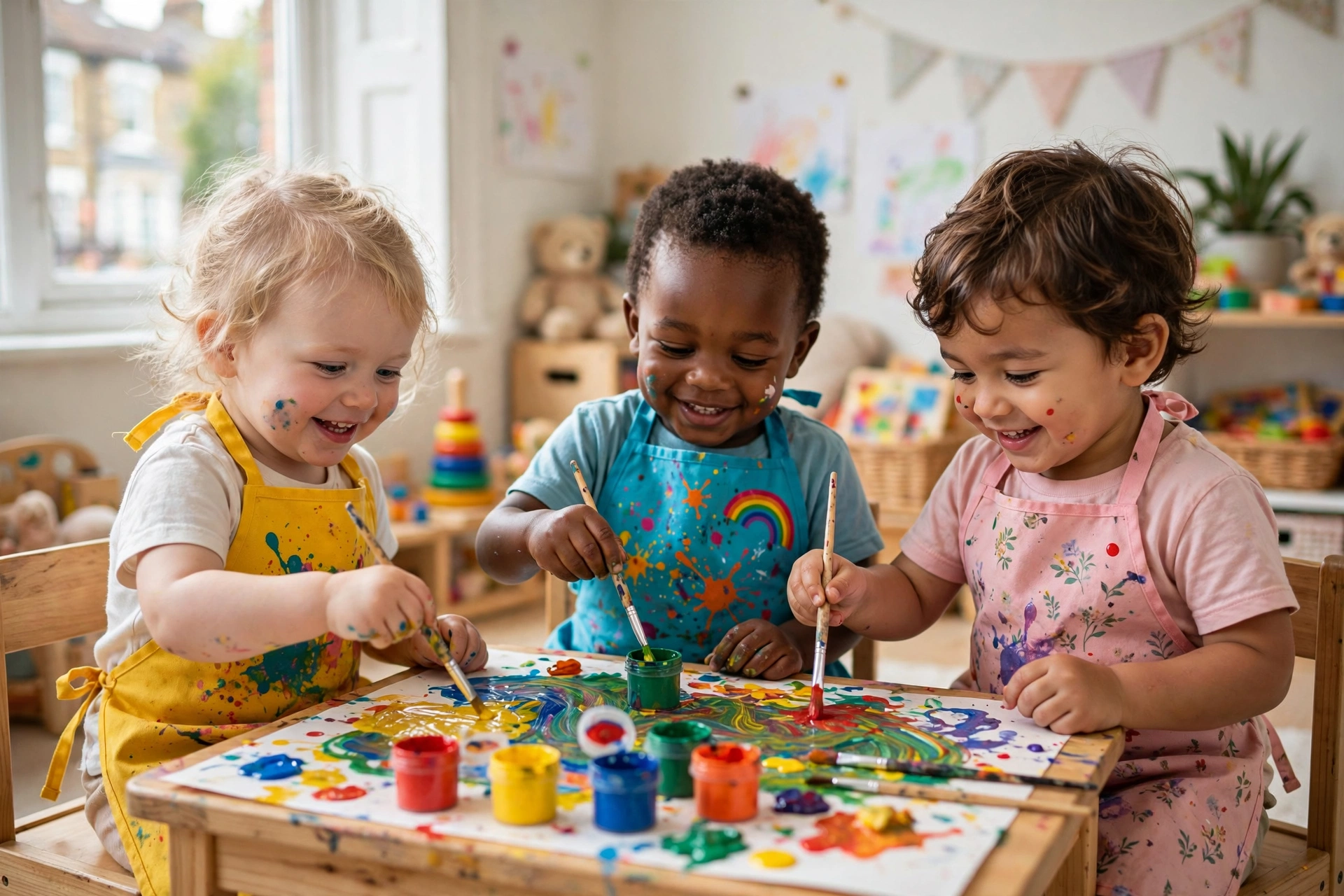 Toddlers messy painting Childminder Pro Wood Green